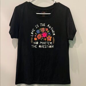 NATURAL LIFE Black Tee with Colorful Floral Design